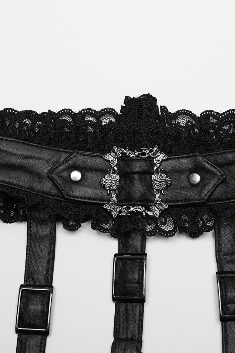 Black Halterneck Long Sleeves Ruffle Lace Women's Punk Dress - Product - 6
