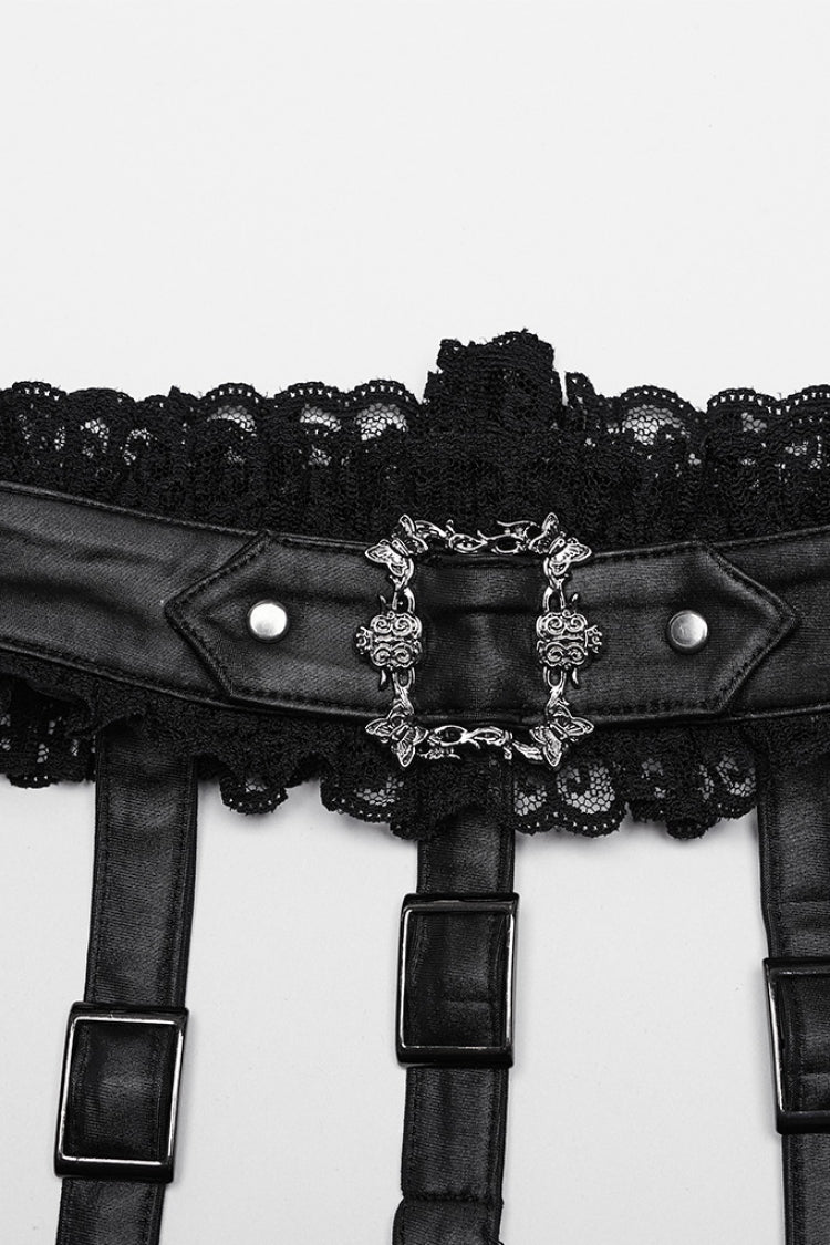 Black Halterneck Long Sleeves Ruffle Lace Women's Punk Dress - Product - 6
