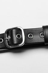 Black Buckle Ring Faux Leather Women's Steampunk Adjustable Choker Harness - Product - 6