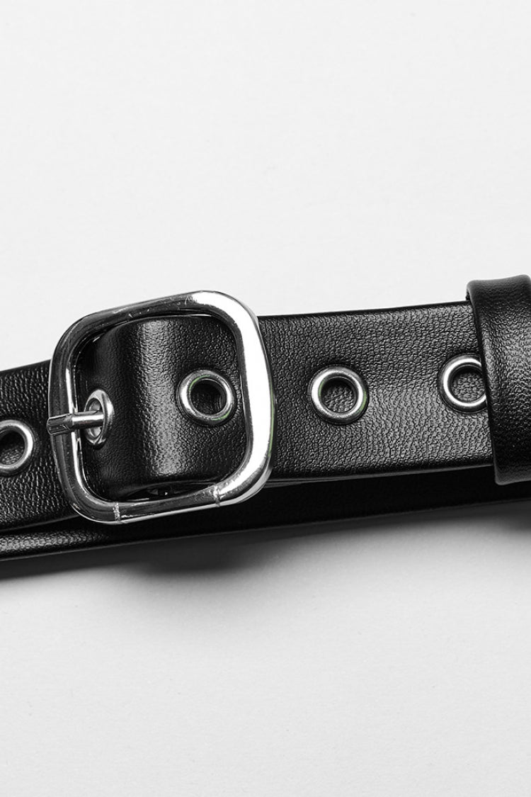 Black Buckle Ring Faux Leather Women's Steampunk Adjustable Choker Harness - Product - 6