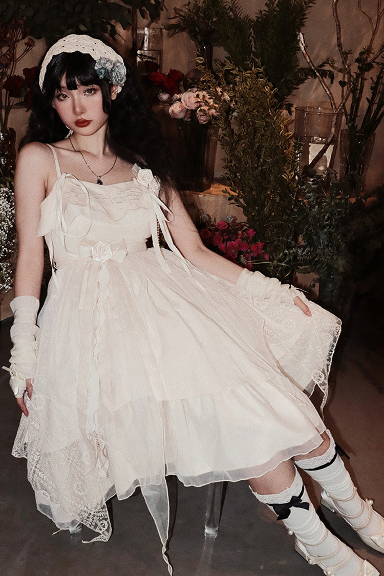 Champagne Ruffle Bowknot Sweet Elegant Princess Lolita Jsk Dress - Product - 6