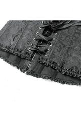 Black Jacquard Ruffled Lace Lace-Up Women's Gothic Overbust Corset - Product - 15