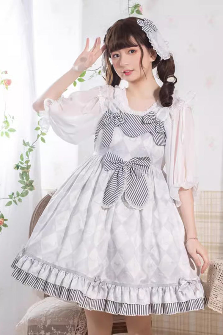 Grey Alice Bunny Ruffle Bowknot Sweet Princess Lolita Jsk Dress - Product - 5