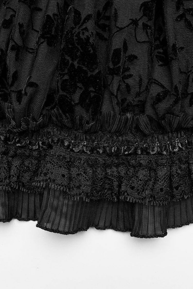 Off Shoulder Ruffle Stitching Lace Sheer Womens Gothic T-Shirt 2 Colors - Product - 12
