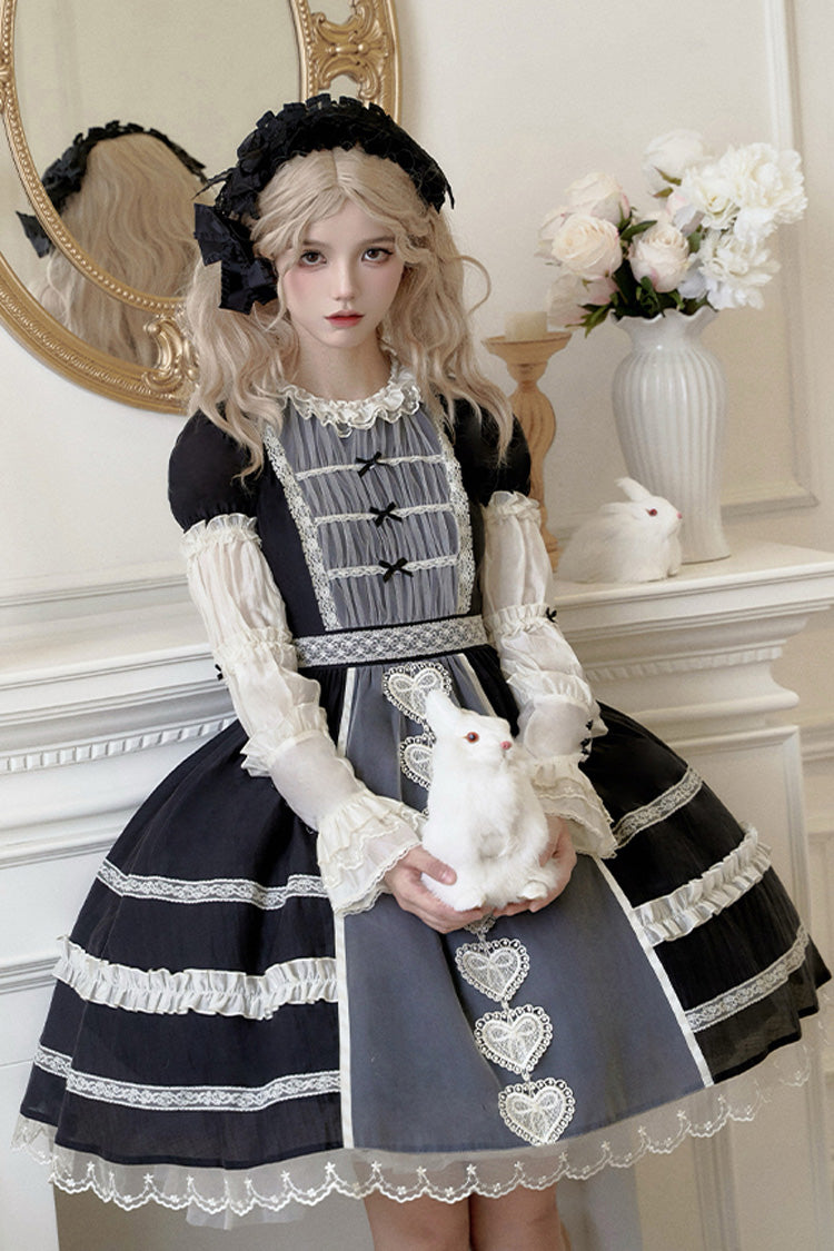 Wish Heart Short Sleeves Cardigan Bowknot Sweet Princess Lolita Jsk Dress 2 Colors - Product - 6