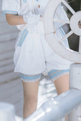 White Immortal Mint High Waisted Ouji Lolita Shorts - White - 1