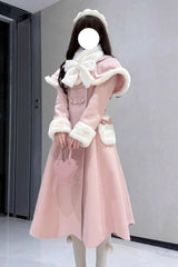 [Confession Poem] Bowknot Detachable Cape Sweet Elegant Princess Lolita Long Coat - Pink - 1