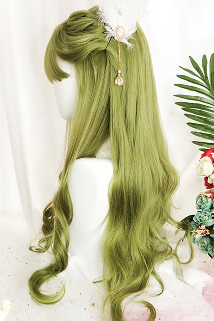 Grass Green Air Bangs Long Curly Classic Lolita Wig - Product - 4
