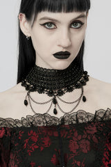 Black Pearl Hollow Lace Women's Gothic Gorgeous Choker - Black - 1