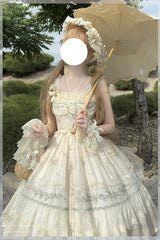 Multi-Color [Daisy Poetry] Print Ruffle Hollow Embroidery Lace Sweet Elegant Princess Lolita Jsk Dress - Product - 8