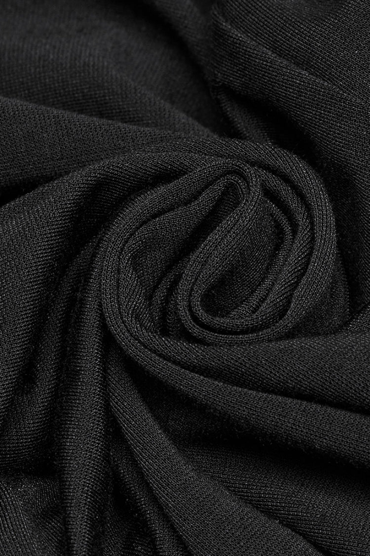 Black Buckle Straps Pleated Women's Punk Leggings - Product - 7