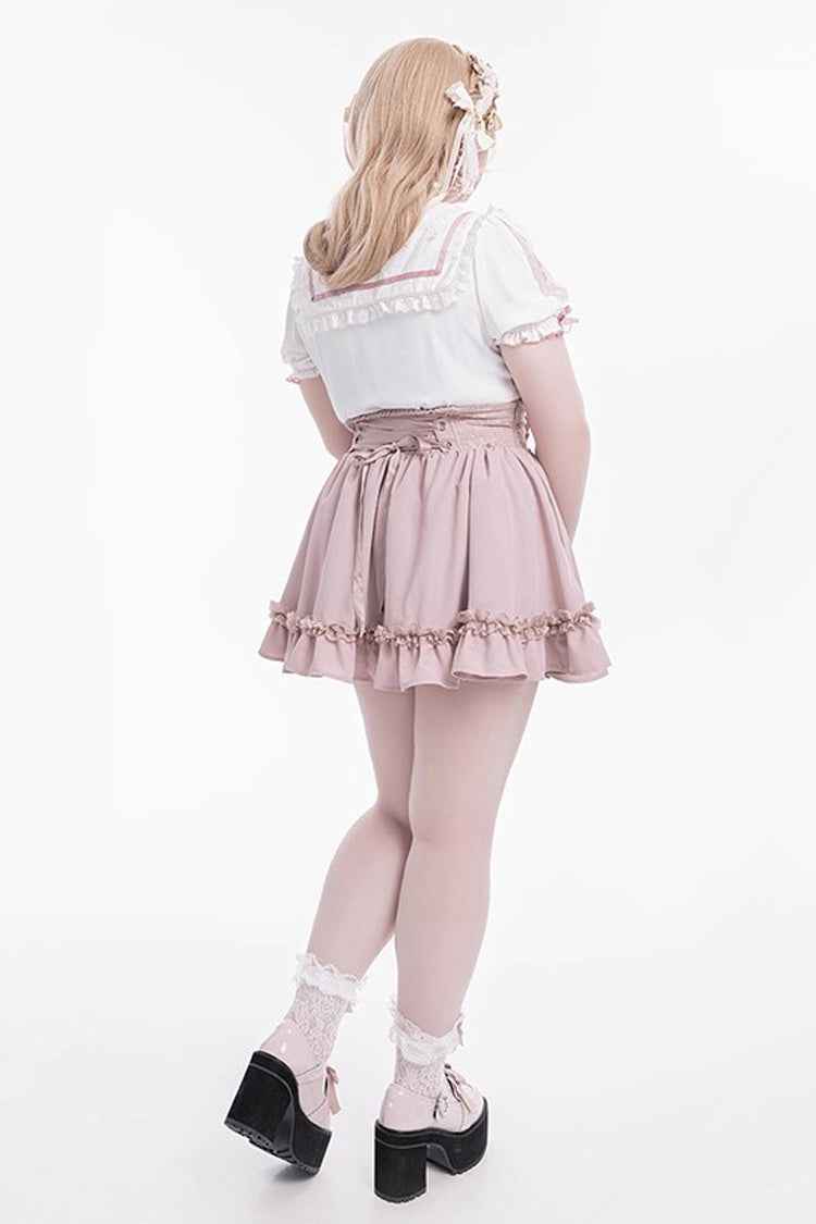 Sweet Ruffle Lace Lace-Up Japanese Jirai Kei Skirt 4 Colors - Product - 5