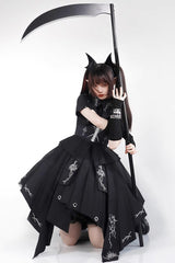 Black Travelling Thorns Short Sleeves Print Gothic Elegant Lolita Dress - Product - 7