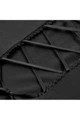 Black Stand Collar Long Trumpet Sleeves Multi-Layered Ruffled Lace Patchwork Lace-Up Women's Victorian Gothic Blouse - Product - 19