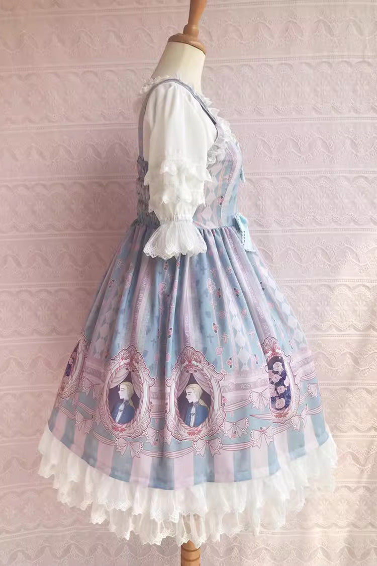 Double Layer Rose Lover's Dream Print Ruffle Bowknot Sweet Lolita Jsk Dress 3 Colors - Product - 9