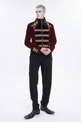 Red Totem Embroidered Swallow Tailed Men's Gothic Coat - Product - 3
