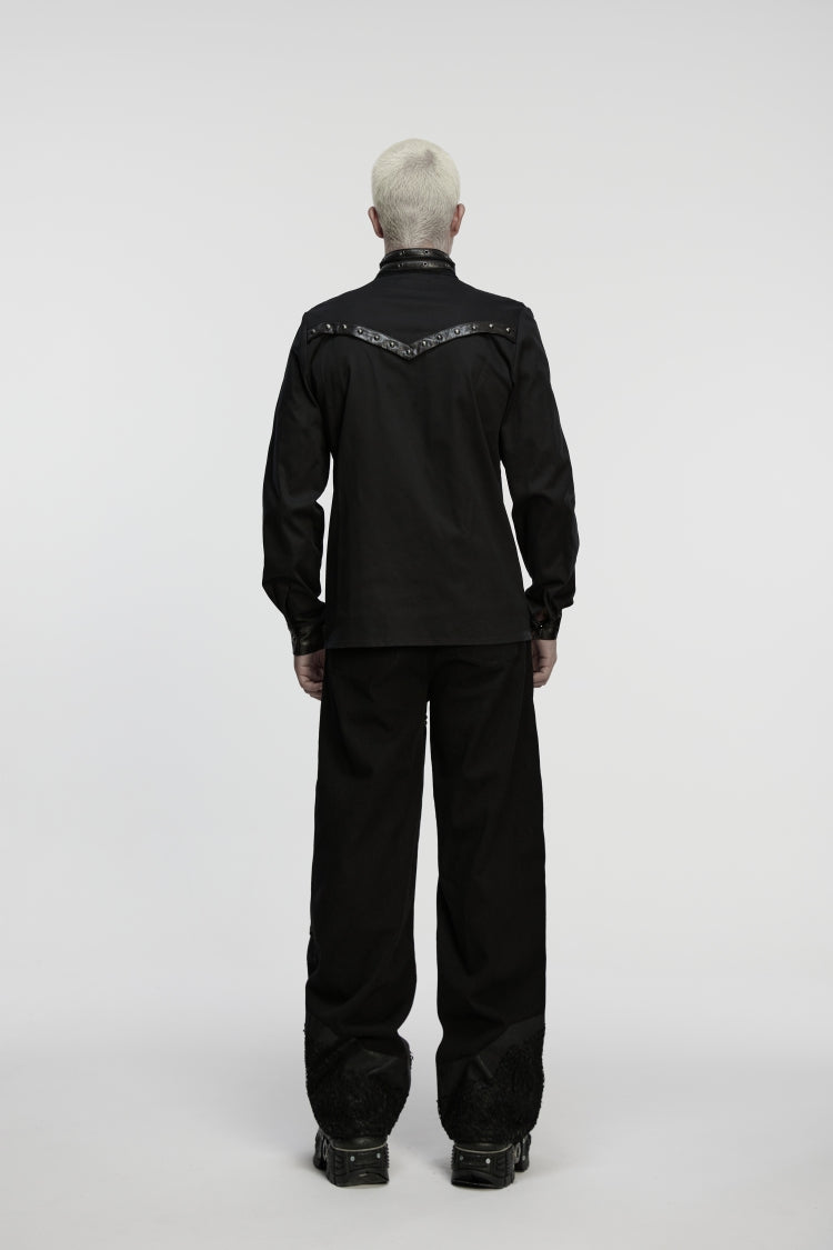 Black Studded Buckled Eyelet Men's Punk Pants - Product - 2