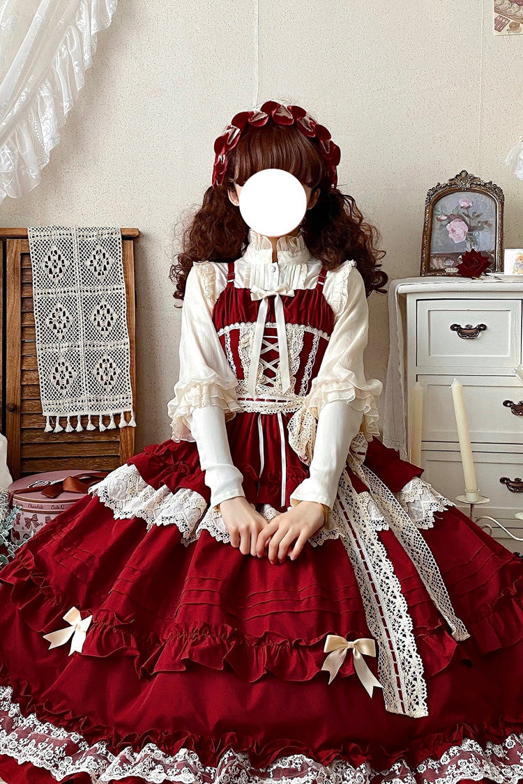 [Lillian] Ruffle Bowknot Lace Sweet Lolita Jsk Dress 4 Colors - Product - 9