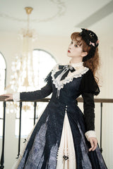 Black/White Church Bells Print Ruffle Cardigan Bowknot Gothic Elegant Lolita Dress - Product - 8