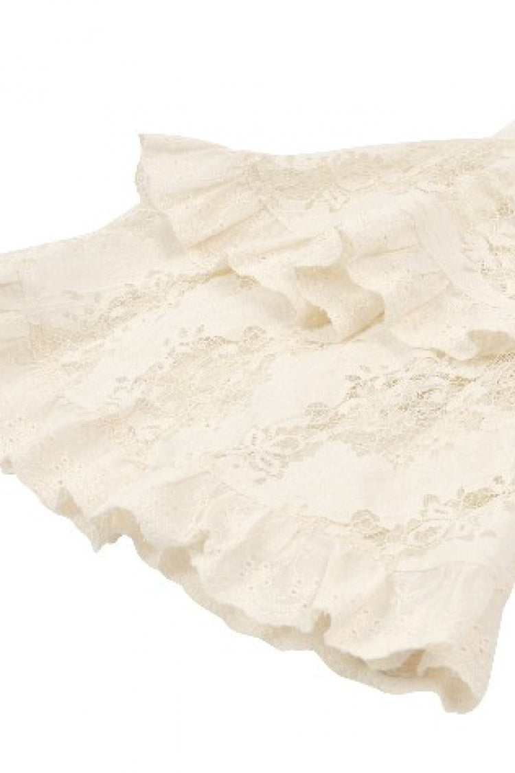 Beige V Collar Long Trumpet Sleeves Multi-Layered Lace-Up Women's Stempunk Blouse - Product - 15