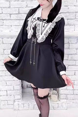 Jirai Kei Long Sleeves Cross Embroidery Japanese Lolita Blouse 2 Colors - Product - 4