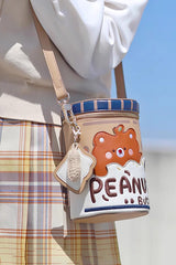 Multi-Color Embroidery Roaring Peanut Butter Sweet Lolita Bucket Bag - Multi-Color - 1