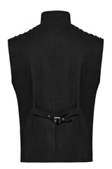 Black/Red Stand Collar Stitching Slim Men's Punk Vest - Product - 7