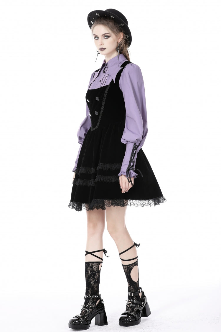 Purple Star Collar Long Puff Sleeves Women's Gothic Witch Blouse - Product - 10