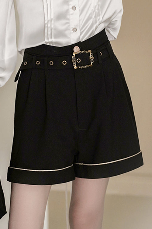 Black Vintage Tomorrow Vow Ouji Lolita Shorts - Black - 1