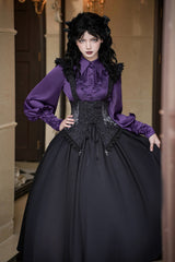 Black [Night of Thorns] Sleeveless Embroidery Lace-Up Gothic Lolita Strap Breast Support Dress 2 Versions - Product - 8