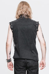 Black Rock Unedged Sleeveless Faded Mens Punk Blouse - Product - 3