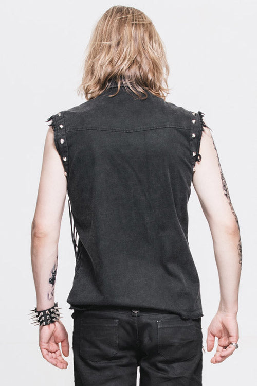 Black Rock Unedged Sleeveless Faded Mens Punk Blouse - Product - 3