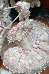 Blue Triple-Layered Ruffled Bow Lace-Up Slim Ballet Sweet Lolita Dress - Product - 17