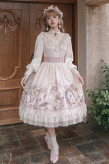 Apricot Rose Prologue Print Long Sleeves Ruffle Sweet Elegant Lolita Dress - Product - 6