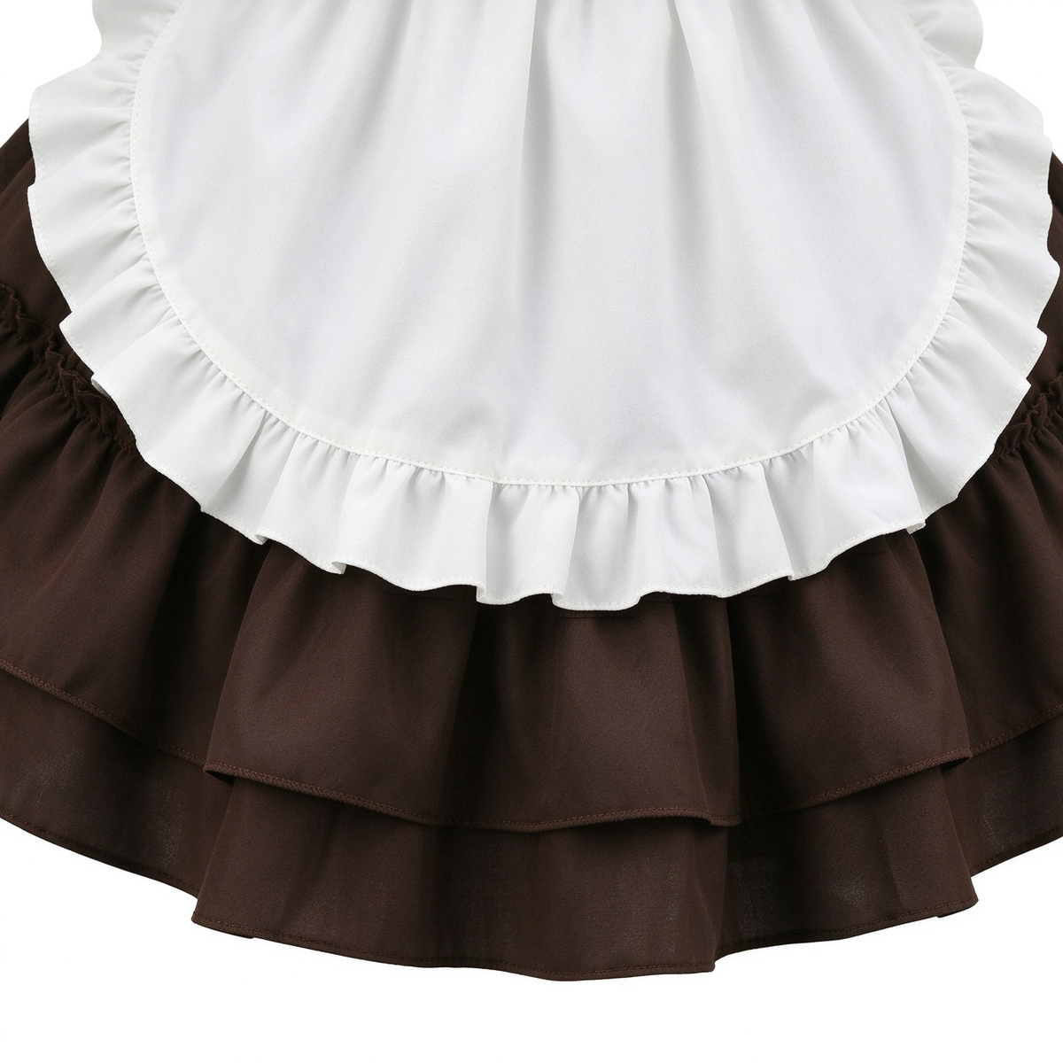 Brown and Pink Ruffled Maid Lolita Dress with Apron Bow Accent - view 8