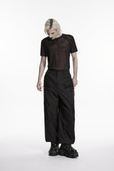Black Multi-Layered Pleated Men's Gothic Cool Tapered Pants - Product - 4