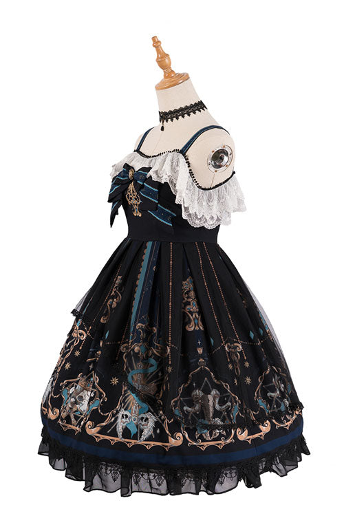 Black God's Salvation Square Collar Lace Ruffled Gothic Lolita JSK Dress - Product - 3