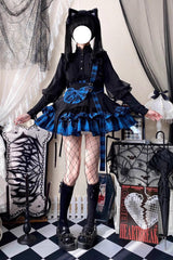 Electronic Kitten Dark Girl Multi-layer Plaid Print Ruffle Bowknot Gothic Lolita Skirt 3 Colors - Product - 2