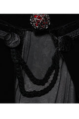 Black Gothic Short Pile Jacquard Fabric Adjustable Wire Collar Bat-Shaped Hem Imitation Ruby Necklace Men's Cloak - Product - 6
