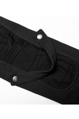 Black Punk Asymmetry High Collar Placket Metal Shoulder Detachable Webbing Men's Knitted Coat - Product - 8