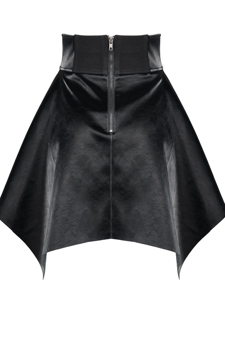 Black Glossy Cortex Waist Seal Square Hem High Waist Women's Gothic Skirt - Product - 7
