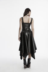 Black Irregular Zippered Women's Punk Cool Faux Leather Skirt - Product - 3