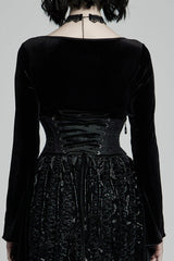 Black Jacquard Side Zipper Lace-Up Women's Gothic Corset - Product - 3