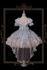 Light Blue [Girls' Day] Short Sleeves Multi-Layered Ruffle Bowknot Lace Sweet Lolita Dress 2 Versions - Product - 8