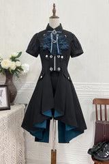 Black [Deep Music] Short Sleeves Gothic Elegant Ouji Lolita Four-piece Set - Product - 5