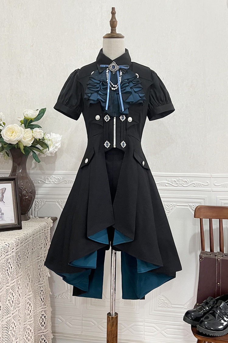 Black [Deep Music] Short Sleeves Gothic Elegant Ouji Lolita Four-piece Set - Product - 5