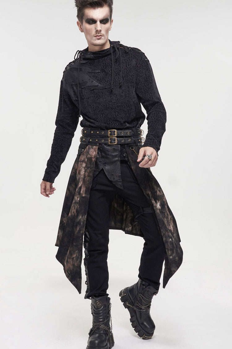 Bronze Gothic Belt Design Chain Decoration Corduroy Tie-Dye Men's Skirt - Product - 9