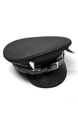Black Rivets Leather Buckle Men's Steampunk Military Hat - Product - 8