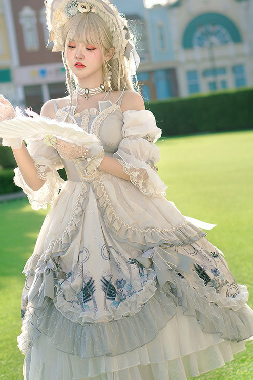 White Rose Maiden Hanayome Multi-Layer Ruffled Classic Lolita OP Dress - Product - 5