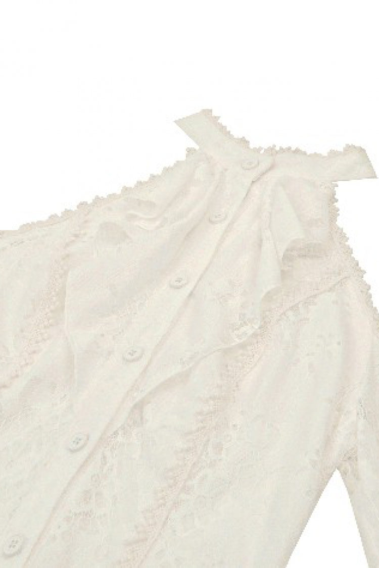 Beige Halter Off Shoulder Lapel Collar Long Flare Sleeves Lace-Up Women's Steampunk Dress - Product - 22